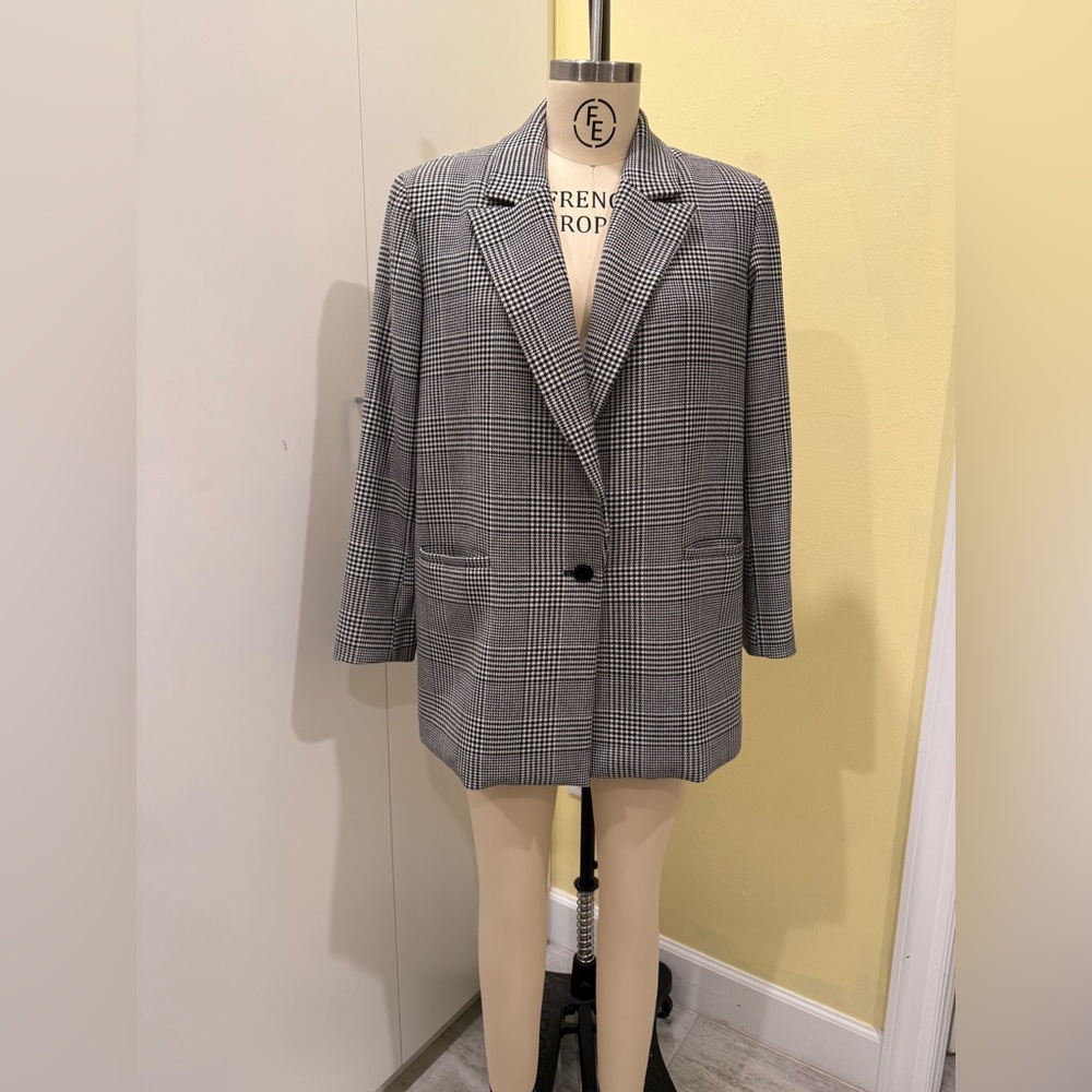 Alice & Olivia Oversized Boyfriend Plaid Blazer